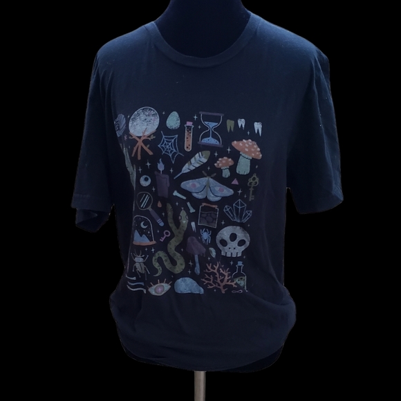 Tops - 2 for $25 gothic witchy magic print black tshirt